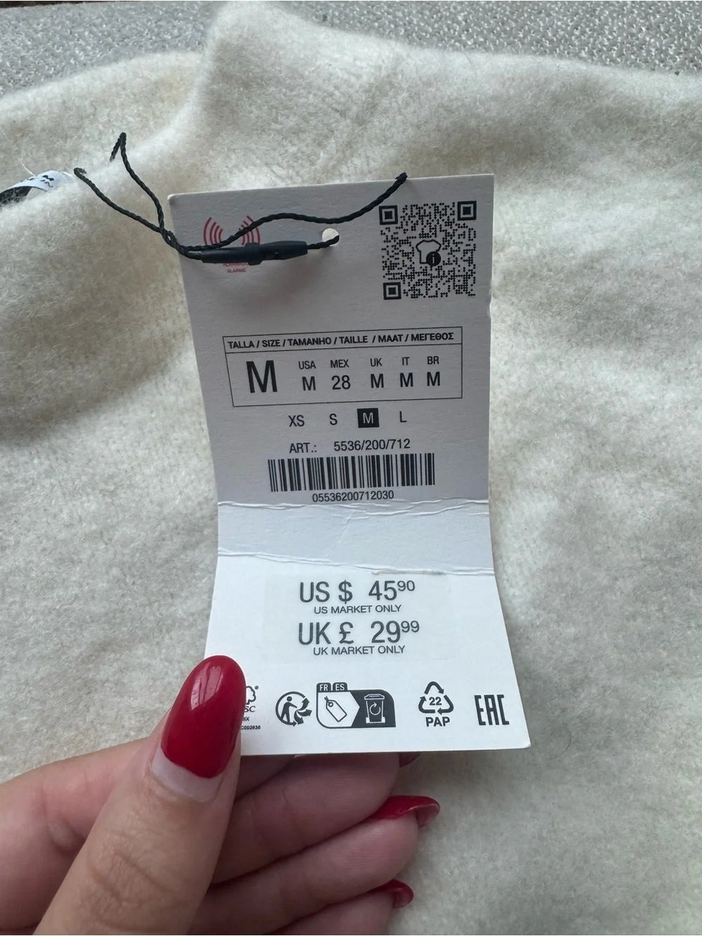 Zara white cropped sweater